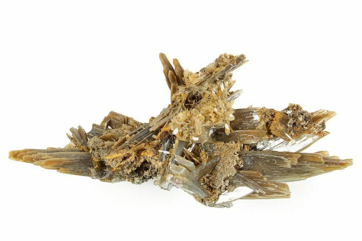 Sharp Bladed Blue Barite Cluster with Limonite - Morocco #365658